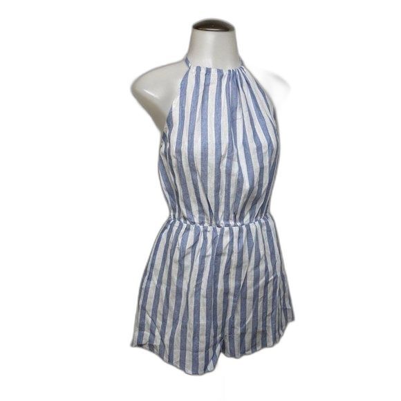 Shein Jumpsuit Women X-Small Halter Backless Romper Striped XS - Picture 2 of 7